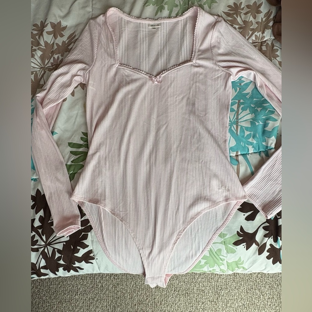 Women's Pink Long Sleeve Bodysuit